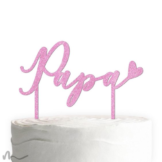 Cake Topper Papa Pink Glitzer