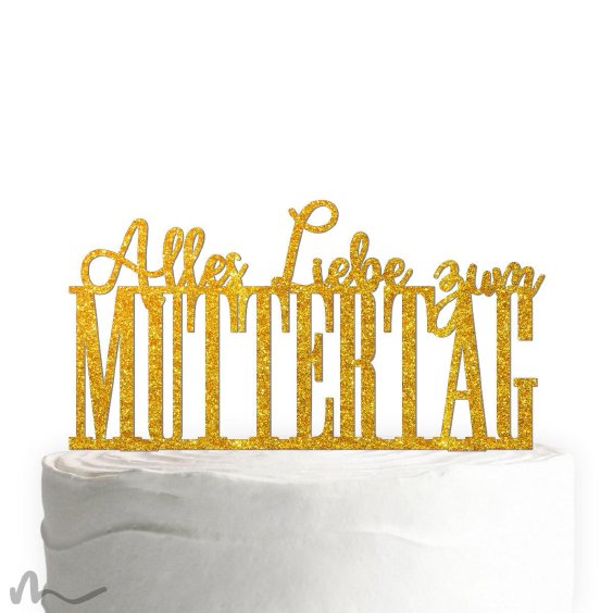 Cake Topper Muttertag Gold Glitzer