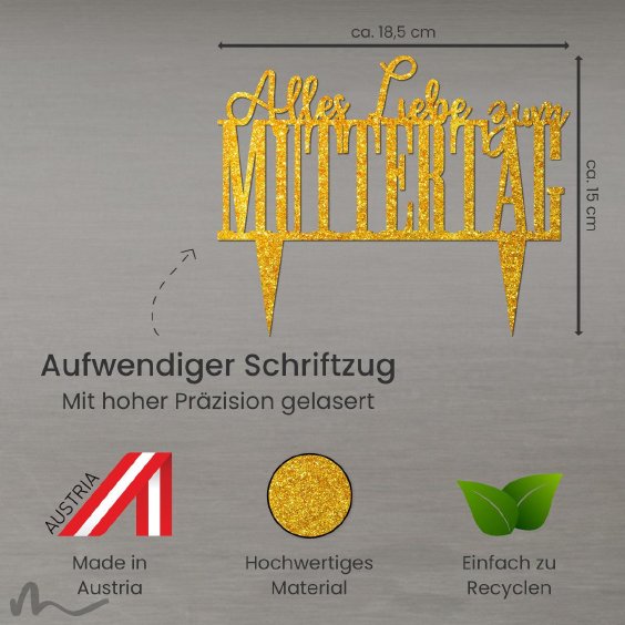 Cake Topper Muttertag Gold Glitzer