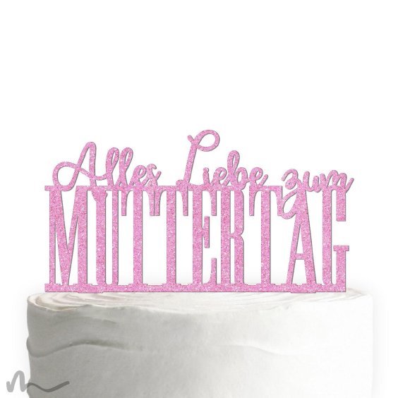 Cake Topper Muttertag Pink Glitzer