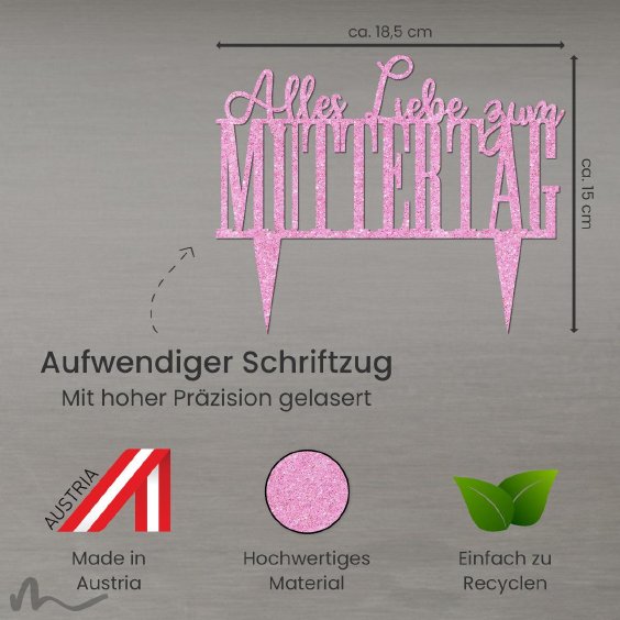 Cake Topper Muttertag Pink Glitzer