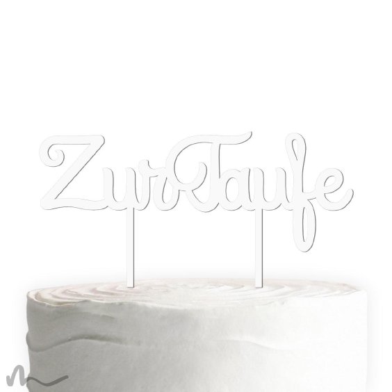 Cake Topper Zur Taufe Schreibschrift Weiss