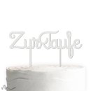 Cake Topper Zur Taufe Schreibschrift Satiniert