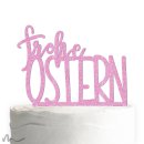 Cake Topper Frohe Ostern Pink Glitzer
