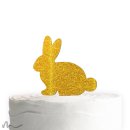 Cake Topper Hase Gold Glitzer