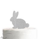 Cake Topper Hase Silber Glitzer