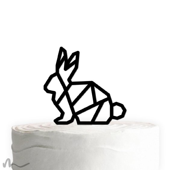 Cake Topper Hase Geometrie Schwarz