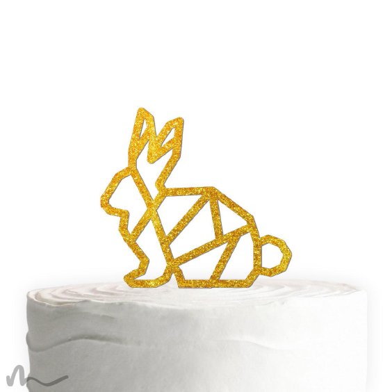 Cake Topper Hase Geometrie Gold Glitzer