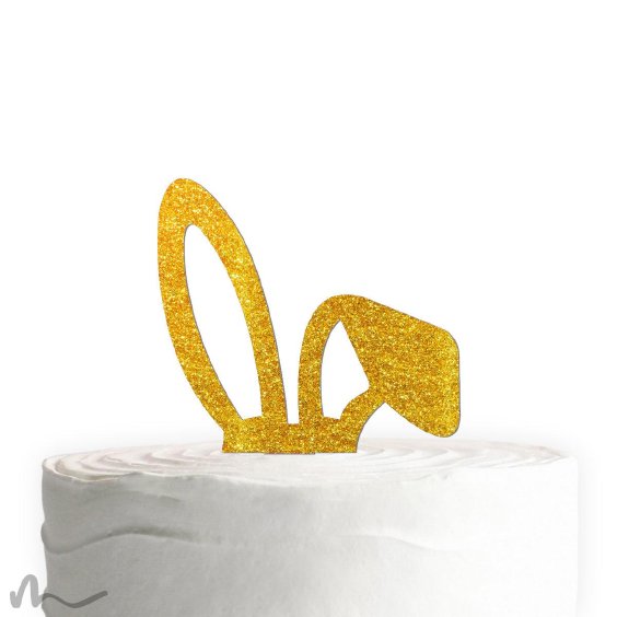Cake Topper Hasenohren Gold Glitzer