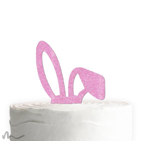 Cake Topper Hasenohren Pink Glitzer