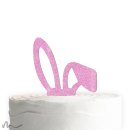 Cake Topper Hasenohren Pink Glitzer