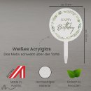 Cake Topper Happy Birthday Greenery Weiss bedruckt