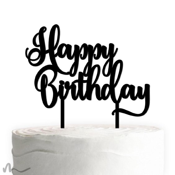 Cake Topper Happy Birthday 3 Schwarz