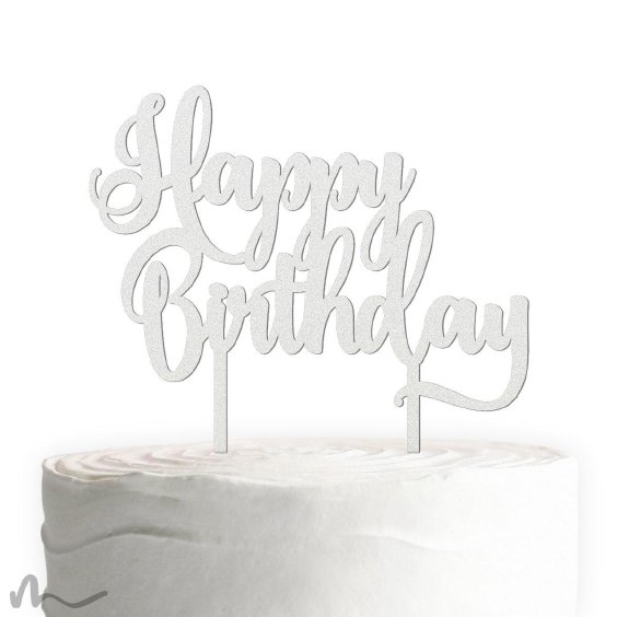 Cake Topper Happy Birthday 3 Satiniert