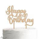 Cake Topper Happy Birthday 3 Holz