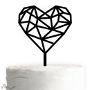 Cake Topper Herz Geometrie Schwarz