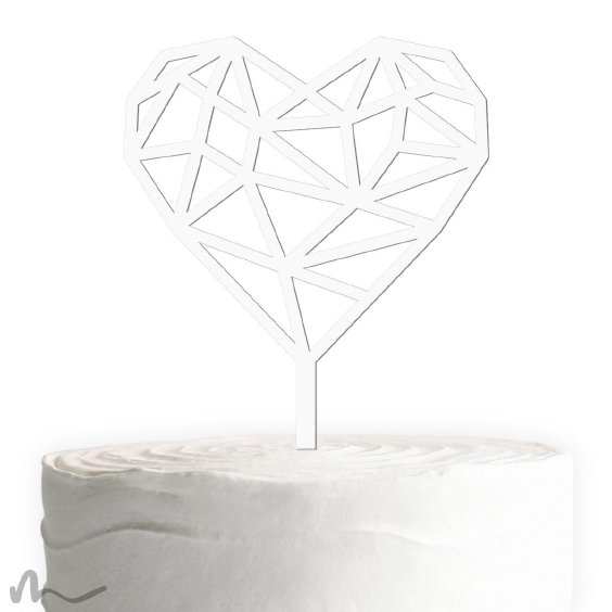 Cake Topper Herz Geometrie Weiss