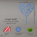 Cake Topper Herz Geometrie Blau Glitzer