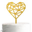 Cake Topper Herz Geometrie Gold Glitzer