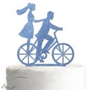 Cake Topper Fahrrad Blau Glitzer