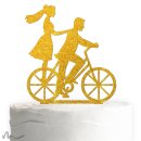 Cake Topper Fahrrad Gold Glitzer