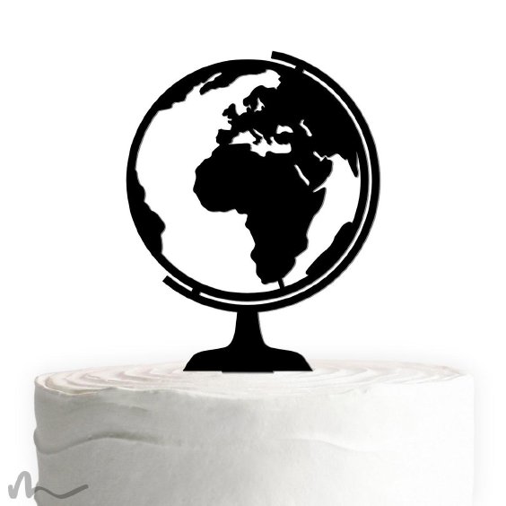 Cake Topper Globus Schwarz