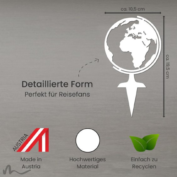 Cake Topper Globus Weiss