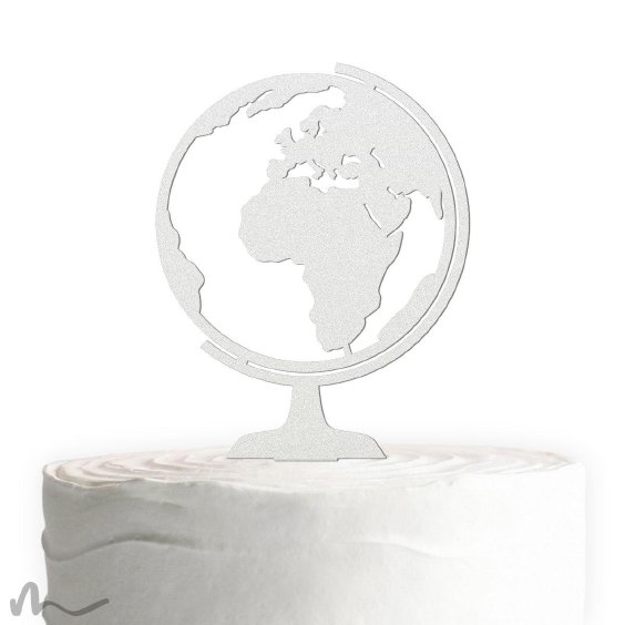 Cake Topper Globus Satiniert