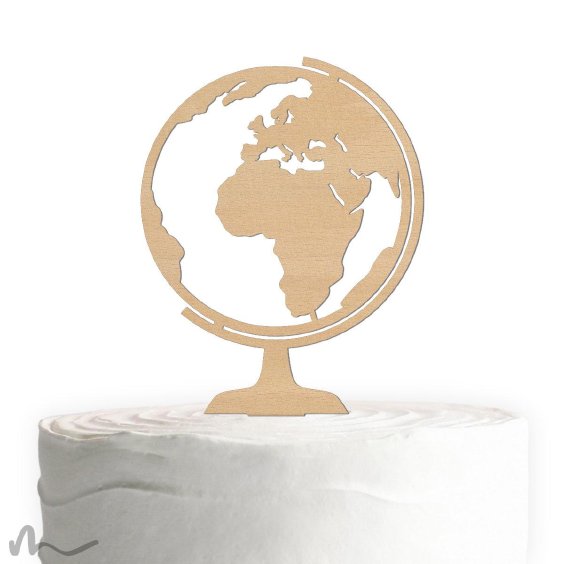 Cake Topper Globus Holz