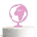 Cake Topper Globus Pink Glitzer