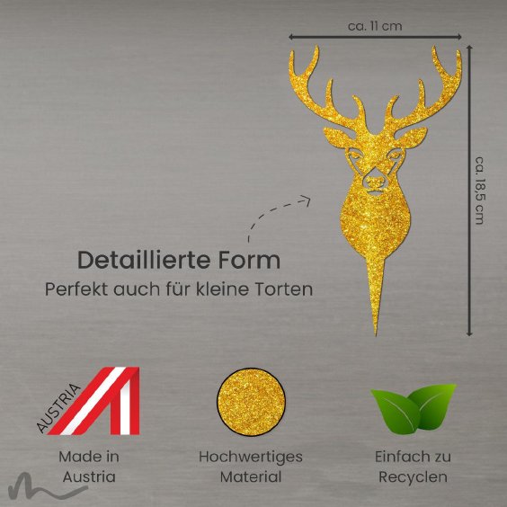 Cake Topper Hirsch Gold Glitzer