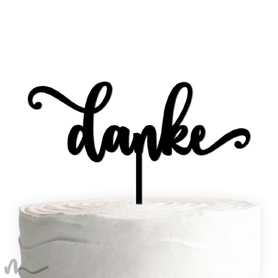 Cake Topper Danke Schriftzug Schwarz