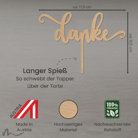 Cake Topper Danke Schriftzug Holz