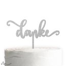 Cake Topper Danke Schriftzug Silber Glitzer