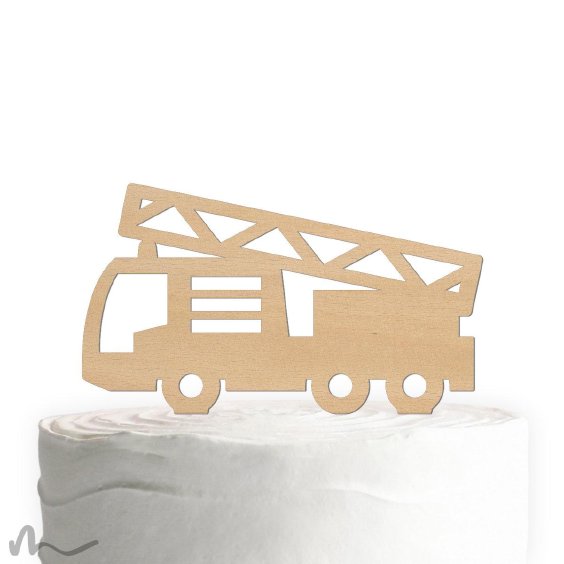 Cake Topper Feuerwehrauto Holz