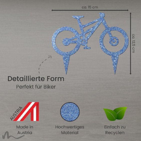 Cake Topper Mountainbike Blau Glitzer