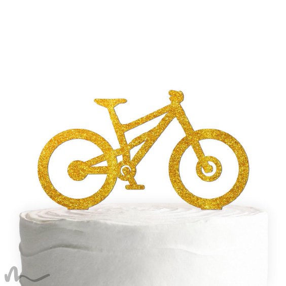Cake Topper Mountainbike Gold Glitzer