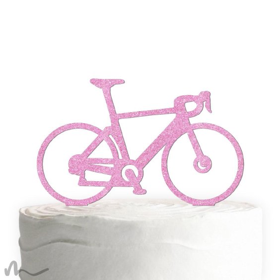 Cake Topper Rennrad Pink Glitzer