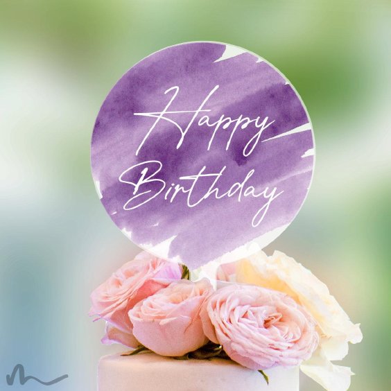 Cake Topper Happy Birthday Aquarell Weiss bedruckt