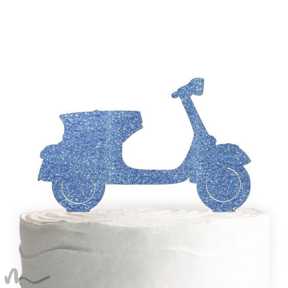 Cake Topper Vespa Blau Glitzer