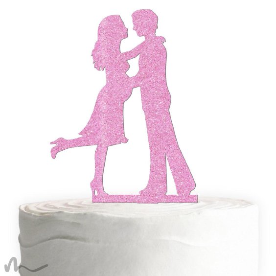 Cake Topper Babybauch Pink Glitzer