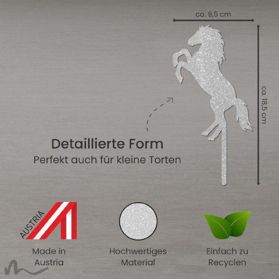 Cake Topper Pferd Silber Glitzer