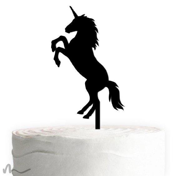 Cake Topper Einhorn Schwarz