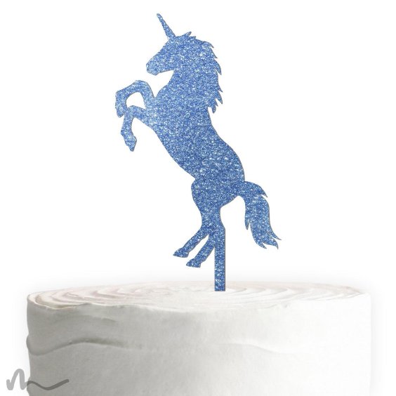 Cake Topper Einhorn Blau Glitzer