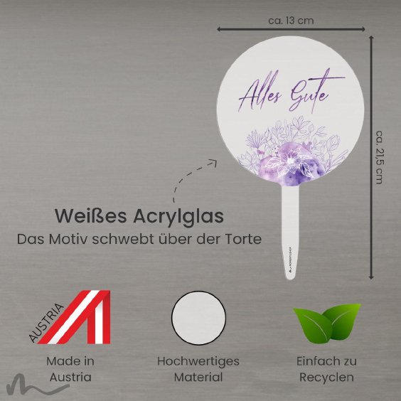 Cake Topper Alles Gute Lila Weiss bedruckt