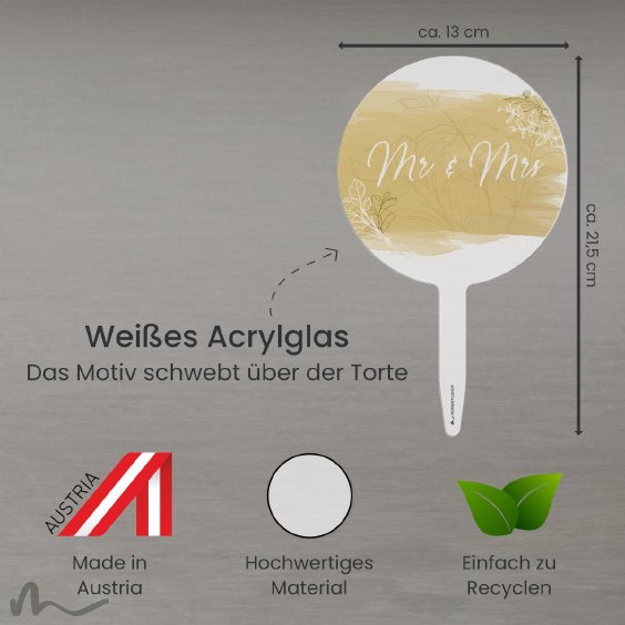 Cake Topper Mr und Mrs Weiss bedruckt