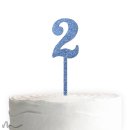 Cake Topper Zahl Blau Glitzer