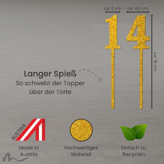 Cake Topper Zahl Gold Glitzer