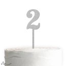 Cake Topper Zahl Silber Glitzer