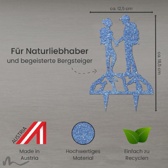 Cake Topper Bergleidenschaft Blau Glitzer